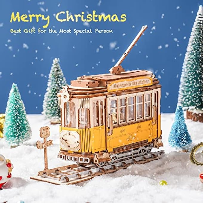 TRAM 3D WOODEN PUZZLE WOODEN MODEL BUILDING KIT PUZZLE GAMES WOODEN MODEL KITS FOR ADULTS LASER CUT PUZZLE CRAFT SETS - Image 2